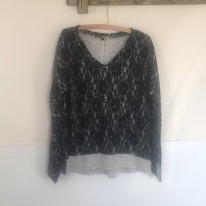 KUT from the Kloth Black Lace Sweatshirt, Sz XL